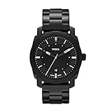 Fossil Machine uhr für Herren, Quarzwerk mit Edelstahl- oder Lederarmband, Schwarz, 42MM