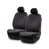 LOEWENFELD Sportliche Autositzbezüge Vordersitze - einfach zu montierende Sitzbezüge Auto [2er Set] zum Aufhübschen und Schützen der Originalsitze - rutschfeste Auto sitzbezüge in schwarz