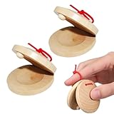 SGERUFZ 2 Pcs Kastagnetten aus Holz für Kinder Fingerkastagnetten Rhythmus-Klöppel Musikalisches Schlaginstrument-Spielzeug Mini-Kastagnette für Kleinkinder