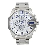 Diesel Herrenuhr Mega Chief, Quarzwerk, 59mm Silbernes Edelstahlgehäuse mit Edelstahlarmband, DZ4477