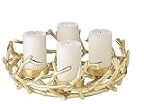 EDZARD Adventskranz Porus Gold, Geweih-Design, Aluminium vernickel, Durchmesser 30 cm, für Kerzen Durchmesser 6 cm, Perfekt für Cornelius Kerzen