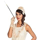 Boland 00490 - Zigarettenspitze, Länge 34 cm, Weiß, Schwarz und Silber, aus Kunststoff, Accessoire für Charleston Kostüme oder 20er Jahre Verkleidung, Zigarettenhalter, Mottoparty