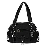 Christian Wippermann - Hochwertige Umhängetasche Damen Stoff Canvas 32x20x10cm - Verstellbarer Riemen 75-145cm - Viele Fächer mit Reißverschluss - Perfekte Canvas Tasche für Arbeit & Freizeit Schwarz