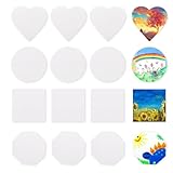 12 Stück Leinwände Zum Bemalen, Magnetische Mini Leinwand Aus Baumwolle, Ideal Für Acryl- Und Ölfarben, In Kreis, Herz, Quadrat Und Sechseck