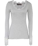 Rosemunde Damen Benita Seidenmischung Langarm-Top Hellgrau L