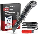 HASKYY Cuttermesser Teppichmesser Cutter Set 4 Stück inkl. 20 SK5-Hochkarbonstahl Klingen 18mm, Ergonomischer Anti-Rutsch-Griff, Klingenbrecher, Lock-Funktion