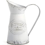 SOUJOY Rustikale Vase im Shabby-Chic-Stil, verzinkte Blumenvase, Metall-Milchkännchen-Vase, französischer Stil, Vintage-Stil, dekorativer Krug für Heimdekoration, Foto-Requisiten, Wunderkerzen für