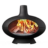 Morsø Forno Outdoor Ofen und Pizzaofen in Einem – offener Garten-Backofen aus doppelt beschichtetem Gusseisen, im skandinavischen Design, Schwarz