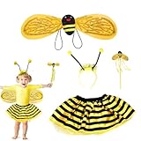 dinghaole 4 Stück Bienenkostüm Kinder, ostüm Baby Prinzessin Tutu Karneval Kostüm Kinder, Hummel Party Zubehör Karneval Party Kostüm Halloween Cosplay (2-5 Jahre)