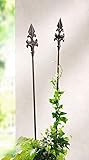 Dekoleidenschaft 2X Gartenstecker Französische Lilie aus Metall, 110 cm hoch, Antik Optik, Blumenstecker, Pflanzenstütze, Outdoor Gartendeko für Draußen