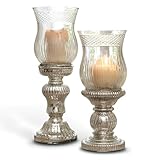 Loberon Kerzenständer Set Luisant | Deko Kerzenständer Silber Für Kerzen & Teelichter | Mundgeblasen Aus Glas | 2er Set | 29 cm & 35 cm