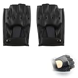 QYHON Fingerlose Lederhandschuhe Damen, PU-Leder Halbfingerhandschuhe, Ideal zum Autofahren, Radfahren, Cosplay (z.B. Lara Croft, Kim Possible) und Outdoor-Aktivitäten
