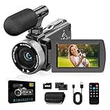 ZIMOCE Videokamera 4K Camcorder 48MP, 18X Digital Zoom Video Camera 3.0'' 270° Rotation Screen Vlogging Kamera für YouTube Tiktok, Vlog Camera mit Mikrofon, Fernbedienung, 32GB Karte, 2 Batterien
