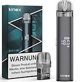 KINEX E Zigarette Pod System Starterset, EVIO M PRO mit Einstellbarem Luftstrom DTL zu MTL, 1100mAh 6W-30W Aufladbar Vape Kit mit 2 Nachfüllbar Kartusche 2,8ml, Ohne Nikotin Ohne Liquid, Dunkelgrau