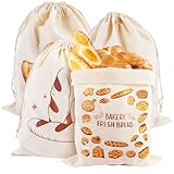 4 Stück Brotbeutel Leinen 40x30cm Brotsack zum Frischhalten, Leinen Brotbeutel Aufbewahrung Frischhalten, Brottasche mit Kordelzug, Wiederverwendbar Leinenbeutel für Brot, Brötchenbeutel für Gemüse