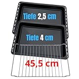 UNIQDEALZ 455x370x 25 und 40mm 3er SPARSET mit 2 Backbleche 2 Tiefe emailliert und 1 Backrost passend für BSH-Gruppe 662999 – 434038 kompatibel mit Bosch Siemens NEFF Constructa