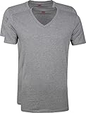 Levi's Herren Levis Men V-neck 2p T Shirt, Grau (Middle Grey Melange 758), Large