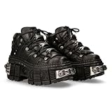 New Rock M.WALL106-S10 Unisex-Stiefel, TANK-Sohle, mit Schnürung, Leder, Schwarz, Unisex, Schwarz , 38 EU