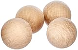 Rayher 6252500 Rohholz-Kugeln, ungebohrt, 30 mm ø, 4 Stück, Buchenholz, Holzkugeln ohne Loch, zum Basteln und Bemalen, beige