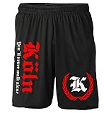 Köln Kranz Shorts | Fussball Sport Sommer Ultras Kurze Hose Sporthose (M, Schwarz Kranz M2)