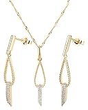 Ardeo Aurum Damen Schmuck-Set Ohrringe Anhänger Kette Collier aus 375 Gold Gelbgold mit 0,09 ct Diamant Brillant