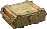 Munitionskiste Transport grün/Natur Shabby Vintage Holzkiste Miltärkiste Werkzeugkoffer Angelkoffer