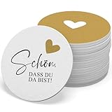 ZETTMANN® Bierdeckel Untersetzer Gläser Schön DASS du da bist Glasuntersetzer Tischdeko Geburtstag Deko Gartenparty Hochzeitsdeko Tisch Ø 10 cm, 20 Stück