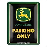 Nostalgic-Art Retro Blechschild, 15 x 20 cm, John Deere – Parking Only – Geschenk-Idee für Traktor-Fans, Original Lizenzprodukt (OLP), aus Metall, Vintage Design, Blechschilder Sprüche