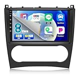 4G+64G 8Core Android 13 CAMECHO Autoradio mit Navi für Mercedes Benz C Klasse W203 W209 C180 C200 2005-2009 mit Carplay Android Auto, 9 Zoll Bildschirm mit Bluetooth5.0 RDS/FM WiFi MirrorLink DSP