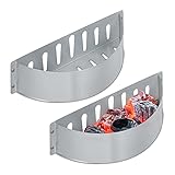 Relaxdays Kohlekorb 2er Set, HxBxT: 7 x 33 x 11,5 cm, direktes und indirektes Grillen, Stahl, Holzkohlekorb, Silber