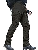 zuoxiangru Wasserfeste Herren Hose Relaxed Fit Tactical Combat Army Cargo Arbeitshose mit Mehrfachtasche (#56 Schwarz, Tag XL)