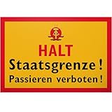DankeDir! DDR Halt Staatsgrenze - Schild 30 x 20 cm - Deko Büro Kollegen Freunde Party Partydeko Geschenk Geschenkidee - Geburtstagsgeschenk Ossi Spruchschild Spruch Türschild