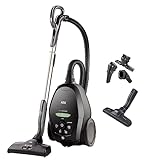 AEG Staubsauger mit Beutel, 75% Recyclingmaterial, Automatische Saugkraftregulierung, Extrem Leise auch auf Teppich, Aufnahme von Großen + Kleinsten Partikeln, Langes Kabel, 600W, Schwarz, VX82-1-ÖKO