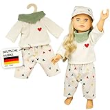 Heless 1516 - Puppenkleidung "Herz-Konfetti", 3-teiliges Set mit Kordhose, T-Shirt und Nickituch, für Puppen und Kuscheltiere der Größe 28-35 cm