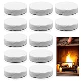 TETEWEVER 12 Stück Keramikwolle für Bioethanol 8,6×2,5cm Keramikwolle Rund Hitzebeständig Keramikschwamm für Bioethanol Kamin