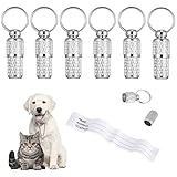 tiopeia 6 Stück Adressanhänger für Hunde Katzen, ID Tag Hundemarke Tiermarke mit Schlüsselringe und Wasserdicht Pillendose für Katzenhalsband Hundehalsband