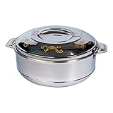 genialo Thermoschüssel "Galant", Isolierschüssel mit Deckel, drehbarer Edelstahldeckel, Thermoschüssel, Warmhalteschüssel, Servieren & Aufbewahren, elegantes Design, Edelstahl, silber/gold