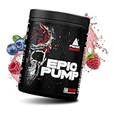 PEAK Epic Pump - 500g Geschmack Fresh Berry I 20 Portionen I Concentrated Pre Workout Booster ohne Koffein mit L-Citrullin Malat, L-Arginin AKG (AAKG) / Nitrat, Taurin I vegan