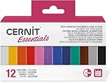 CERNIT CEASS001C - Set mit 12 Farben Ofenhärtende Polymer-Modelliermasse Essentials à 25g, für Bastelaktivität, Mehrfarbig, 1 Set