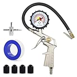 Victarvos Reifenfüll-Messgerät, Luftdruckprüfer, Reifenfüllgerät (Manometer-Messbereich 0-16 Bar 220 PSI), Reifenfüller für Autos Wohnwagen Motorrad Fahrrad Transporter LKW