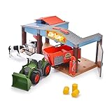 Dickie Toys - Bauernhof Station mit Traktor - Bunte Farm Station mit Licht & Sound inkl. Traktor mit Anhänger & Kühe - für Kinder ab 3 Jahren, Mehrfarbig
