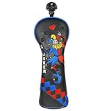 Golfschlägerhauben Hybrid Utility Rescue mit austauschbarem Nummernschild 23456 UT Elastischer Verschluss Schwarz PU-Leder Joker-Muster