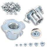 60 Stück Einschlagmuttern m6 x 9 mm Einschlagmutter Verzinkter Kohlenstoffstahl mit 4 Einschlagspitzen, für Holz, Bohlen, Möbel, Handwerker, Konstruktionen, Kletterwand, Schrauben Kits，DIY