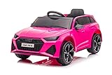 FINOOS Kinder Elektroauto A.U.D.I RS6 12V Original Lizenz Kinderauto Kinderfahrzeug - 2,4 Ghz Rc Fernbedienung (Rosa)