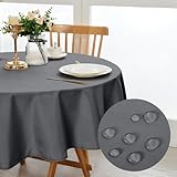 DWCN Hellgrau Tischdecke Rund 140cm, Fleckschutz Abwaschbar Tischwäsche Wasserdicht Tischtuch für Esszimmer,Garten,Party,Hochzeiten oder HaushalX