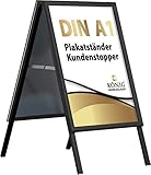 Plakatständer Keitum Black Line DIN A1 schwarz | beidseitig für 2 Plakate | Rückwand aus verzinktem Stahlblech | entspiegelte Schutzscheiben | wetterfest | Kundenstopper Gehwegaufsteller | Dreifke
