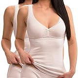 HERMKO 15804740 2er Pack Damen BH-Hemd aus 100% Bio-Baumwolle, Farbe:weiß, Größe:40/42 (M)
