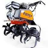 FUXTEC Benzin Gartenfräse FX-AF1212 Motorhacke Ackerfräse Bodenfräse Bodenhacke Kultivator mit Räder, mit 212cc Hubraum und bis zu 85cm Arbeitsbreite - Test in der Oberklasse mit Note 1,4