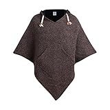 virblatt - Poncho Damen Winter | Wolle & Polarfleece | Nepal Jacke Jerga Hoodie Poncho Wolle Damen Alpaca Kapuze - Abajo Wolle S-M braun