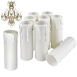 Prmape 20 Stk Kerzen-Tropfhülsen, Kronleuchter Kunststoff Kerzenhülse, Weiße Kunststoff-Kerzenabdeckungen Röhren Hülsen für Kristall Kronleuchter LED Kerzen Kronleuchte Wandleuchte Hängelampe
